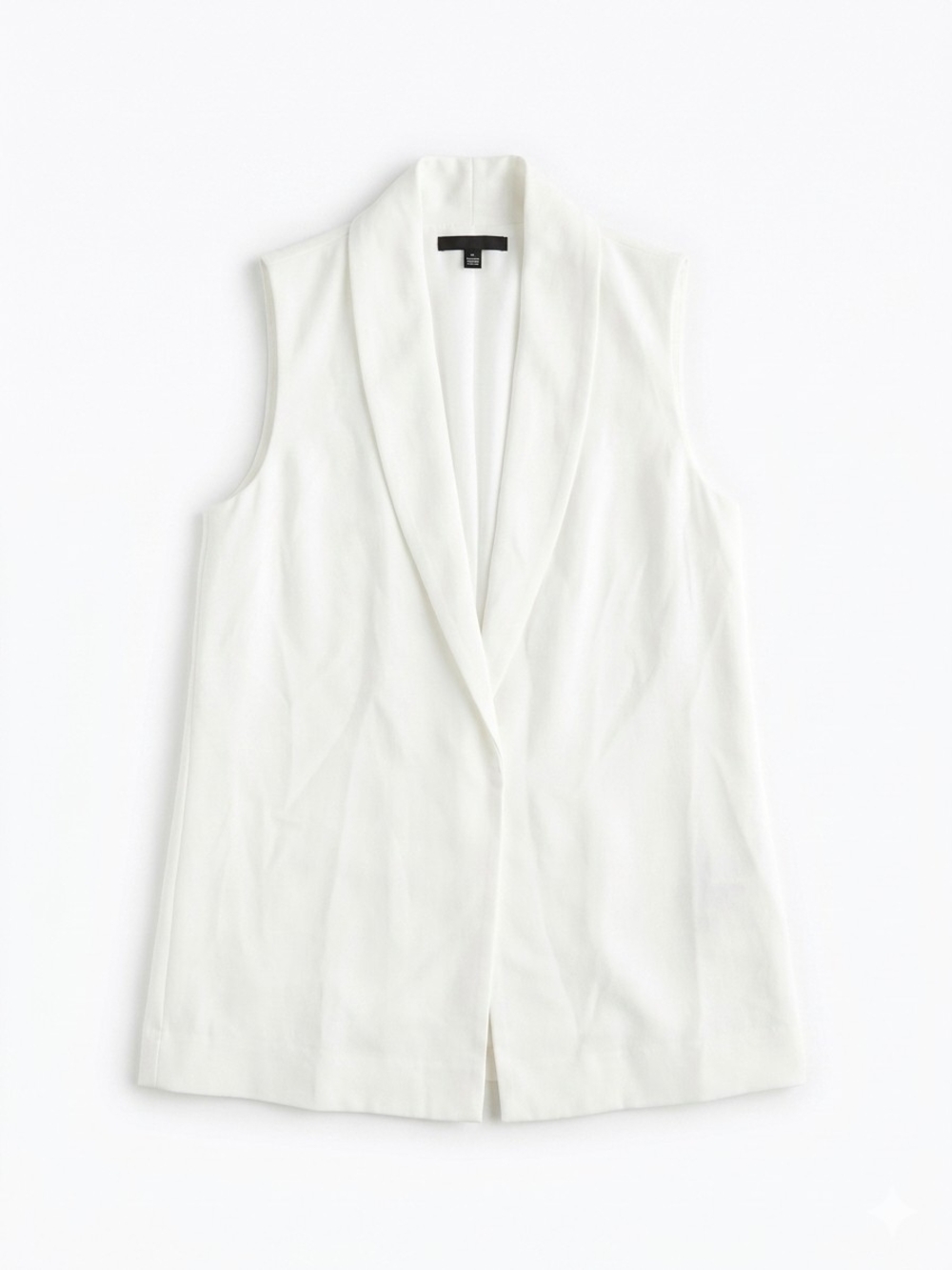 Zara White Sleeveless Shawl Collar Tunic Vest